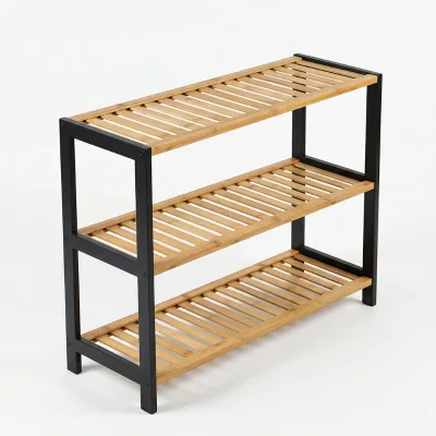 Bamboo Minimalist 3-Tier Modern Shoe Rack High Capacity Space-Saving Standing Storage for Home Living Room