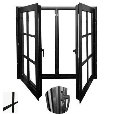 French Modern Aluminum Alloy Window Partition Strip Thermal Break Casement Triple Glazed Tempered Glass Stainless Steel 10-Year
