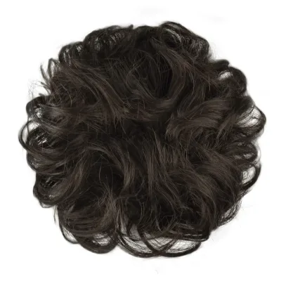 FUJIA 100% Human Hair Bun Brown Hair Messy Extensions Human Rose Piece Curly Hairpieces for Women