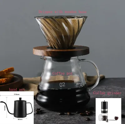 Hot Sale Outdoor Modern Manual Travel Bag Cafe Grinder Pot Kettle Pour Over Coffee Maker  Gift Set