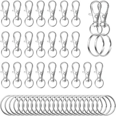 Premium Alloy Fashion Lobster Claw Trigger Clasps Keychain Clip Lanyard Bag Purse Tag Jewelry Swivel Snap Hooks Split Key Rings