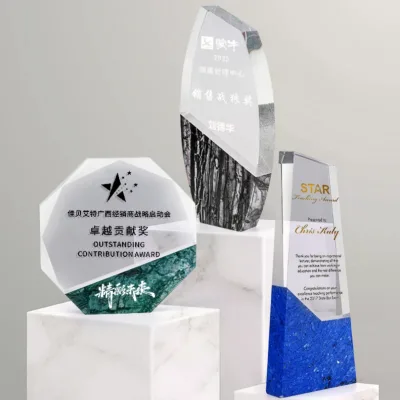 High Quality Customized Logo Trophies Marble Stone Crystal Plaques New Design Championship Awards for Other Crystal Crafts