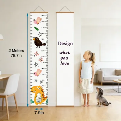 High End Kids Growth Chart Fabric Canvas Costom Printing Height Measurement Ruler Hanging Banner for Child's Room Decoration