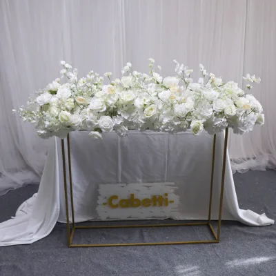 White Flower Runner for Party Silk Wedding Flowers Runner Arrangement Quality Artificial Flower Runner Customized