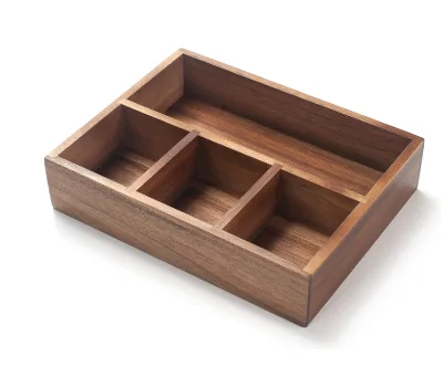 Practical Hot  Acacia Wood Tea Bag Storage Organizer Tea Bag Holder Sugar Packet Organizer for Kitchen