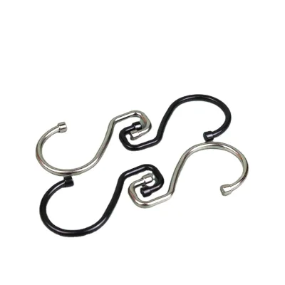 Bathroom & Kitchen Multifunctional Metal Display Hanger with S-Shape Hook Black Steel Clothing Hanging Hook with Plain Finish