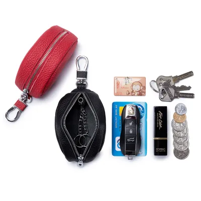 2024 Creative Real Leather Small Pillow Car Key Holder Wallet Mini Coin Bag Key Chain case for Men and Women