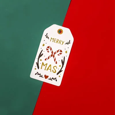 Festive Holiday Blessing Gift Wrap Ornament Label Hang Tag