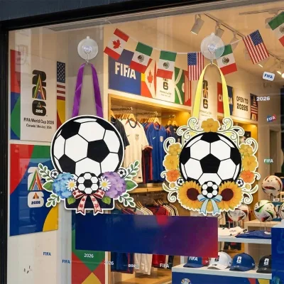 Wooden Soccer Ball Sign for Wall Plaque Hanging Ornament with Ribbon for Sports Theme Wall Decor Fan Decoration Gift