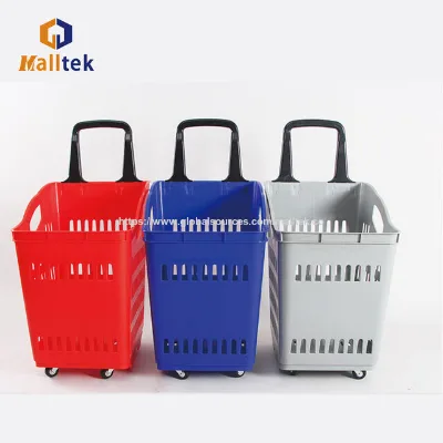 Big Size Rolling Shopping Basket Supermarket Shopping Basket Cart