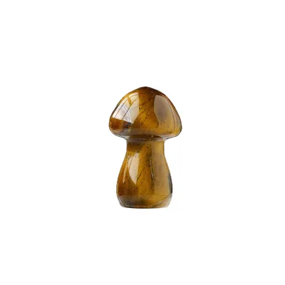 HY Hot Sale Healing Stones Yellow tiger Eye Mushroom Carvings Natural Gemstone Mini Crystal Mushrooms Carving Crafts