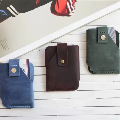 Pull Engraved Slim Bohemian Style Genuine Leather Business & Credit Card Holder for Women