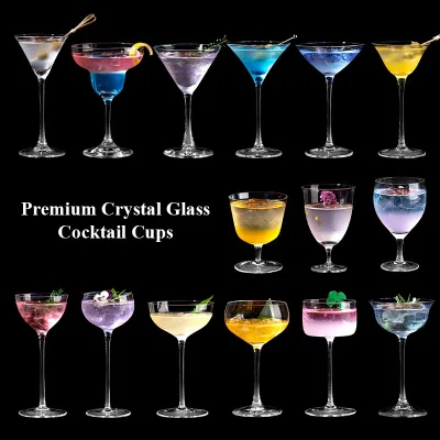 Custom Logo Crystal Clear Hand Blown Cocktail Glasses Bar Party Martini Coupe Highball Cocktail Glass Cups