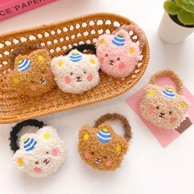 Plush Stuffed Cartoon Animals Bear Hair Scrunchie Girls Women Ponytail Holders Accessories Elastic Hair Tie Plush Rubber Band