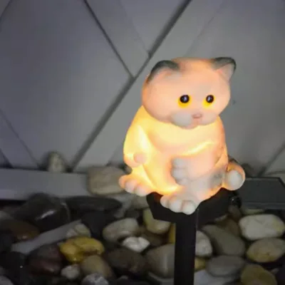 Luminous Cat Garden Lights Landscape Lighting Cat Ornaments Decorations Cute Animal Stake Patio Yard Solar Lawn Light