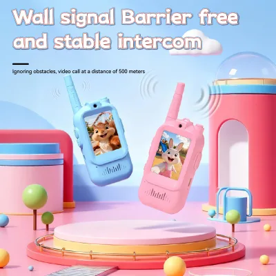 Kids Walkie Talkies No Data Required Video Intercom One Click Call, 500m Range Type C Rechargeable Children Communication Toys
