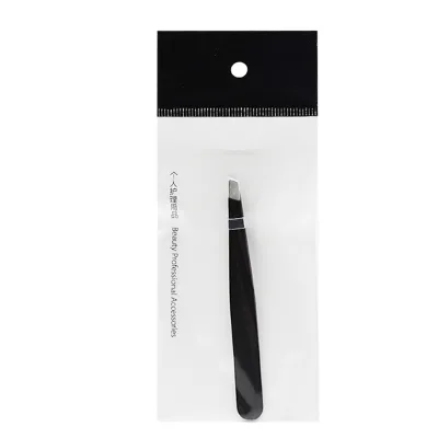 Customized Hot Sale Stainless Steel Anti-static Black Slanted Eyebrow Eyelash Tweezers