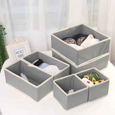 Non-Woven Underwear Organizer Storage Box 6pcs Set Bra Socks Clothes Storage Box Drawer Divider Folding Storage Box