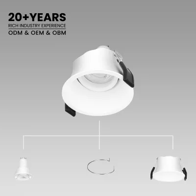 Recessed Mount Aluminum LED Downlight White Finish GU10 Housing High CRI 90 Easy Installation Indoor Use for Home Hotel Lighting