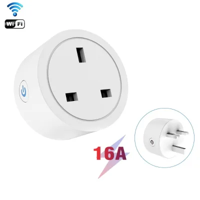 Wifi Controlled Smart Wi-Fi Plug 3 Pin Energy Saving 16A Mini Wi-Fi Smart Plug G-TYPE Energy Monitoring Tuya Portable Plug