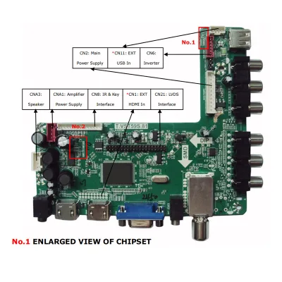 T.VST59S.21B Analog AV Control Board, the HDCP Support1.1 1920*1080 Lcd Controller Board