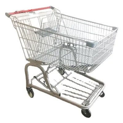 American Style Steel Shopping Cart 195L Grey Durable & Antirust Supermarket Use