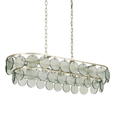 New Style Italy Design Murano Green Glass Dining Room Ceiling Lamp Rectangular Chandelier Light Fixture