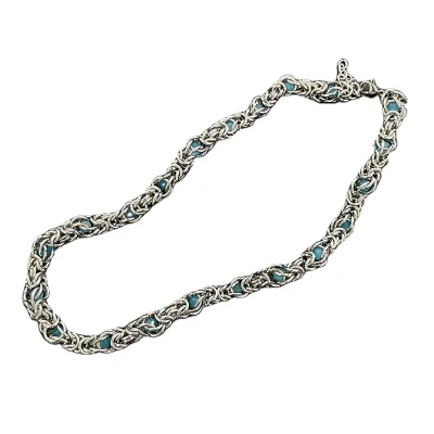 American Fashion Sapphire Inlaid Titanium Steel Necklace, Hip Hop Thick Chain Collarbone Chain Couple Accessories