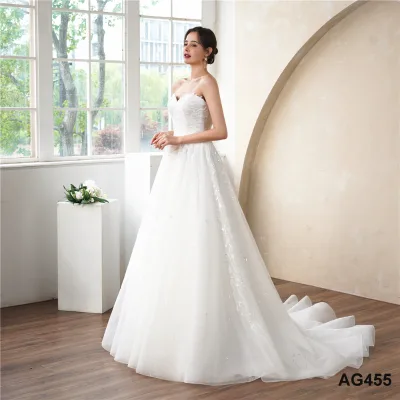 Factory Wholesale Off Shoulder Shining Sequin Decor Plus Size Wedding Gown Bridal Dress Elegant Wedding Dresses for Women