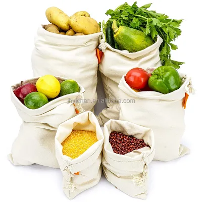 Hot Sale Organic Cotton Drawstring Storage Bag Recycled Canvas for Red Bean Grain Vegetable & Fruit Dustproof Packing