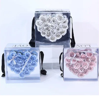 Rose Soap Flower Heart-shaped Handheld Gift Box Valentine's Day Gift Soap Flower Bouquet