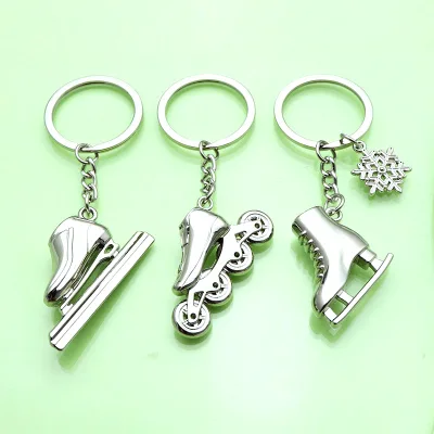 Speed Ice Skate Shoe Keychain 3D Metal Roller Skating Key Ring Winter Sports Souvenir Gift Skaters Bag Charms Decor Ski Keychain