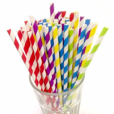 Solid Color and Custom Printed Polka Dot Stripes Paper Straw