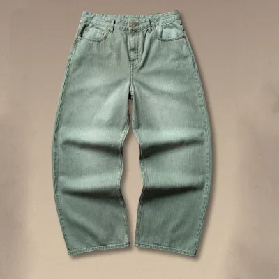 Clothing Custom Manufacturer Vintage Baggy Casual Pants Wholesale Sun-Faded Wash Baggy Lightweight Herringbone Twill Pants