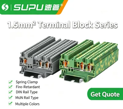 Factory Wholesale Flame Resistant Nylon PA66, Tin Plated Brass Conductor TP 1.5 Push in Side Entry Terminal Block