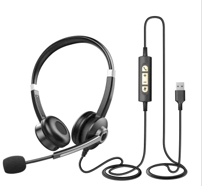 Hot SellingUSB Wired Call Center Telephone Headset Versatile Headset for PC Mobile and Office Use with microphone