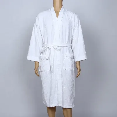 High Quality Hotel Knitting Waffle Kimono Bathrobe with Piping