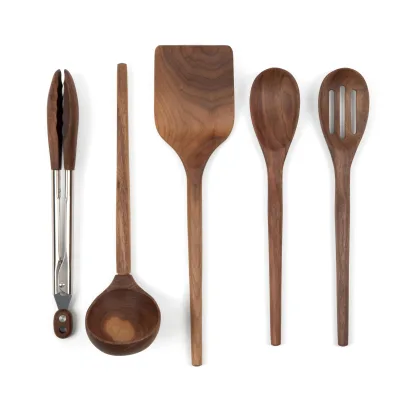 Walnut Wooden Cooking Utensil Set, 5-Pc Kitchen Accessories