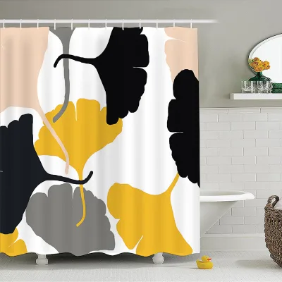Customized Hot Sale Polyester Fabric 3d Digital Printed Plant Patterns Waterproof Shower Curtains Bathroom Curtains