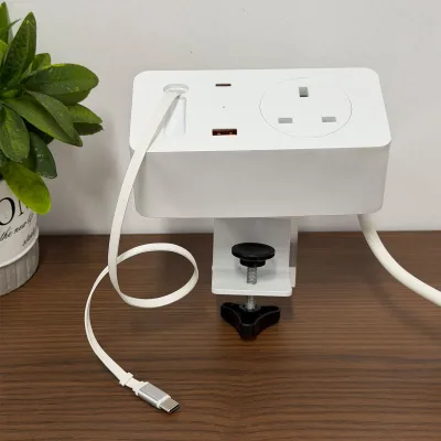 Desk Clamp Power Socket Desk Extension Socket Desk Socket with USB C Child Safety UK Plug Type G Home Office