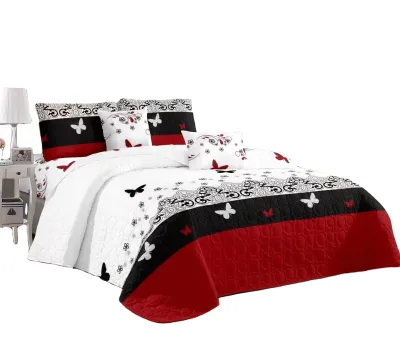 Luxury Quilt Set Frosted Pastel Gardenia Bohemian Cotton Patchwork Quilted Coverlet Bedspread Set
