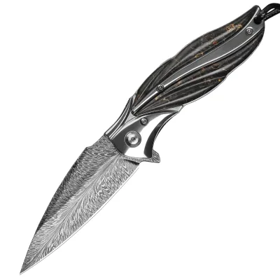 Outdoor Tactical Survival Folding Pocket Knife Damascu Steel Knife