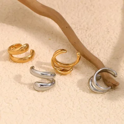 Fashion Double-Layer Cuff Earring Non-Piercing Clip on Earrings for Women Minimalist High End Statement Ear Cuffs Jewelry