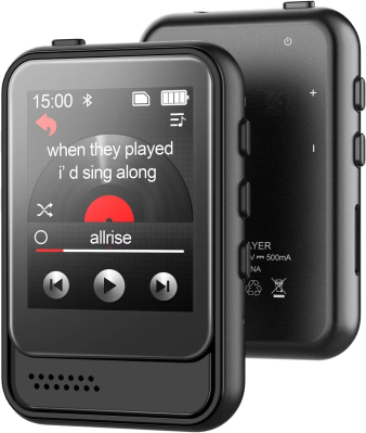 Mini Mp3 Player with BT, Portable Music Player Built-in TF Card Slot and HD Speaker Full-Touch Screen Mp3 Mp4 Player