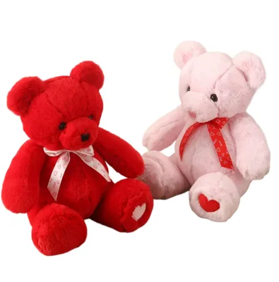 Valentines Day Gifts Red Teddy Bear Plush Ribbon PP Cotton Embroidered Comforter Stuffed Toy Birthday Wholesale Babytop Brand