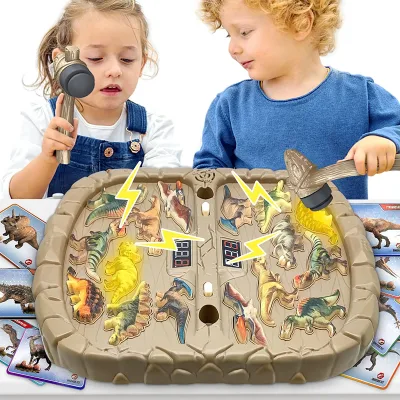 Whack a Mole Game for Toddlers Interactive Pounding Toy for Kids, Early Educational Dinosaur Toy with Sound and Light