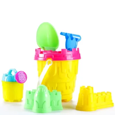 Wholesale OEM Funny Castle Bucket Beach Toy Set PP 6 Piece Sand Molds with Shovel Sand Beach Toys Kids