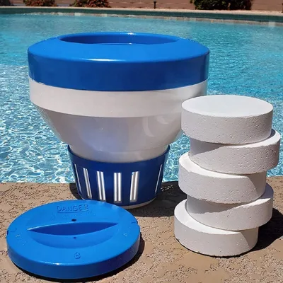Pool Accessories, 5 Inch Blue  Floating Dispenser Adjustable Chlorine Tablet Chemical Dispenser for Indoor & Outdoor Pool