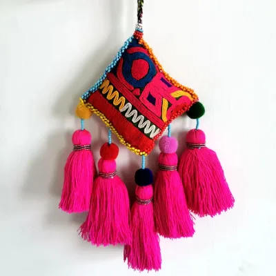 Bohemian Style Handmade Colorful Tassel Pendant with Ethnic Pattern for Curtain and Bag Decoration Home Craft Use