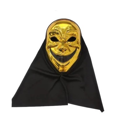 Halloween Fancy Dress Party Props Electroplated Mask with Black Scary Skull Demon Smiling Face Mask Horror Cosplay Costume Mask